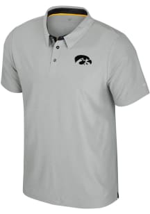 Colosseum Iowa Hawkeyes Mens Grey Atomic Short Sleeve Polo