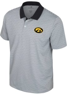 Colosseum Iowa Hawkeyes Mens Black Blackett Short Sleeve Polo