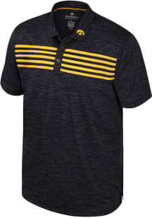 Colosseum Iowa Hawkeyes Mens Black Theoretical Short Sleeve Polo