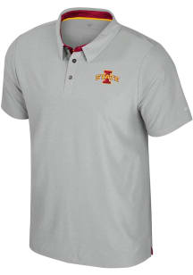 Colosseum Iowa State Cyclones Mens Ash Atomic Short Sleeve Polo