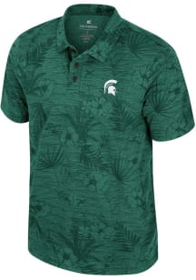 Colosseum Michigan State Spartans Mens Green Groves Short Sleeve Polo