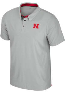 Colosseum Nebraska Cornhuskers Mens Grey Atomic Short Sleeve Polo