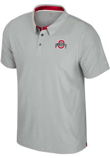 Colosseum Ohio State Buckeyes Mens Grey Atomic Short Sleeve Polo