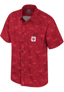 Colosseum Indiana Hoosiers Mens Cardinal Atmostphere Short Sleeve Dress Shirt
