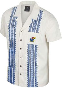 Colosseum Kansas Jayhawks Mens Blue Calculations Short Sleeve Dress Shirt