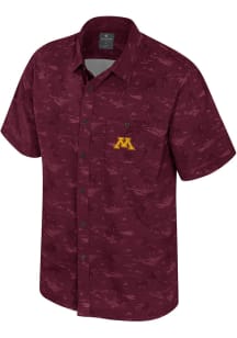 Colosseum Minnesota Golden Gophers Mens Maroon Atmostphere Short Sleeve Dress Shirt