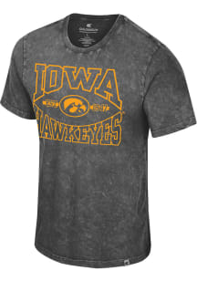 Colosseum Iowa Hawkeyes Black Number One Distress Snow Washed Short Sleeve Fashion T Shirt