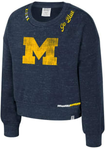 Colosseum Michigan Wolverines Girls Blue Just a Minute Long Sleeve Sweatshirt