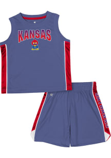 Colosseum Kansas Jayhawks Toddler Blue Vecna Set Top and Bottom