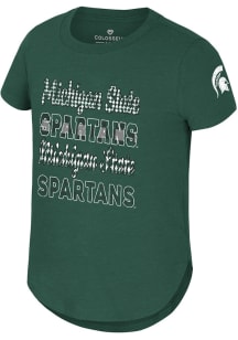Colosseum Michigan State Spartans Girls Green Flame Princess Short Sleeve Fashion T-Shirt