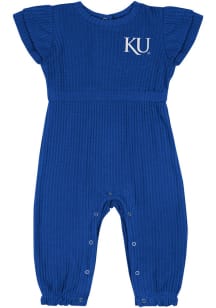 Colosseum Kansas Jayhawks Baby Blue Beautopia Waffle Romper Short Sleeve One Piece