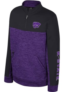 Colosseum K-State Wildcats Youth Purple Jake Long Sleeve Quarter Zip Shirt