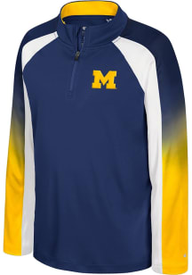 Colosseum Michigan Wolverines Youth Blue Ice King Long Sleeve Quarter Zip Shirt