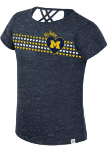 Colosseum Michigan Wolverines Toddler Girls Blue Star Court Short Sleeve Fashion T-Shirt