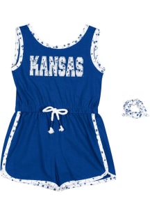 Colosseum Kansas Jayhawks Toddler Girls Blue Scoops Ahoy Romper Short Sleeve Dress