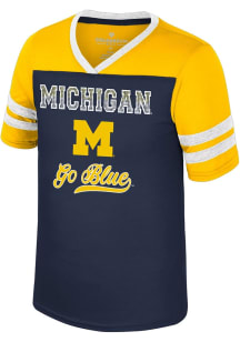 Colosseum Michigan Wolverines Girls Blue Princess Bubblegum Short Sleeve Fashion T-Shirt