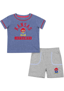 Colosseum Kansas Jayhawks Infant Blue Hawkins Set Top and Bottom