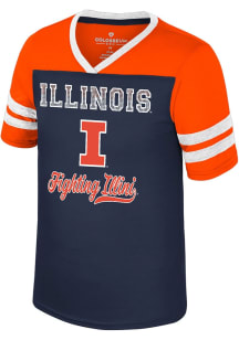 Colosseum Illinois Fighting Illini Girls Navy Blue Princess Bubblegum Short Sleeve Fashion T-Shirt