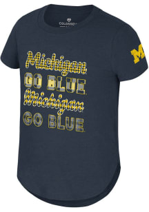 Colosseum Michigan Wolverines Girls Blue Flame Princess Short Sleeve Fashion T-Shirt