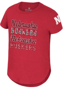 Colosseum Nebraska Cornhuskers Girls Red Flame Princess Short Sleeve Fashion T-Shirt