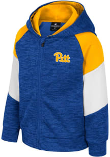 Colosseum Pitt Panthers Toddler Spirit Hollow Long Sleeve Full Zip Sweatshirt - Blue