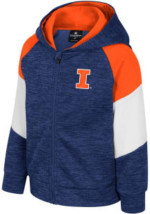 Colosseum Illinois Fighting Illini Toddler Spirit Hollow Long Sleeve Full Zip Sweatshirt - Navy Bl..