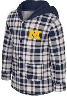 Colosseum Michigan Wolverines Toddler Blue BMO Plaid Long Sleeve T-Shirt