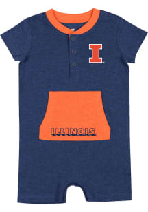 Colosseum Illinois Fighting Illini Baby Navy Blue Wheeler Romper Short Sleeve One Piece