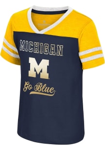 Colosseum Michigan Wolverines Toddler Girls Blue Princess Bubblegum Short Sleeve Fashion T-Shirt