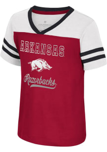 Colosseum Arkansas Razorbacks Toddler Girls Cardinal Princess Bubblegum Short Sleeve Fashion T-Shi..
