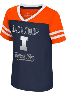 Colosseum Illinois Fighting Illini Toddler Girls Navy Blue Princess Bubblegum Short Sleeve Fashion..
