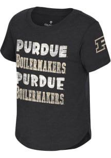Colosseum Purdue Boilermakers Toddler Girls Black Flame Princess Short Sleeve T-Shirt