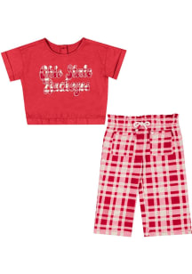 Colosseum Ohio State Buckeyes Infant Girls Red Sky Castle Set Top and Bottom