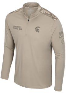 Colosseum Michigan State Spartans Mens Tan OHT Battalion Long Sleeve Qtr Zip Pullover