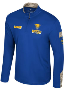Colosseum Pitt Panthers Mens Blue OHT Company Long Sleeve Qtr Zip Pullover