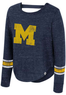 Colosseum Michigan Wolverines Girls Blue Jaine Cut Out Long Sleeve T-shirt