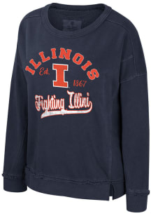 Colosseum Illinois Fighting Illini Womens Navy Blue Wished For Crew Sweatshirt