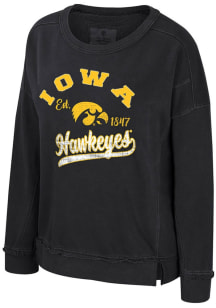 Colosseum Iowa Hawkeyes Womens Black Wished For Crew Sweatshirt