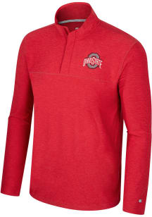 Colosseum Ohio State Buckeyes Mens Red Marty Long Sleeve Qtr Zip Pullover