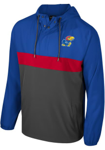 Colosseum Kansas Jayhawks Mens Blue Wilkes Packable Anorak Light Weight Jacket