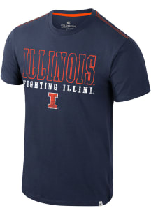 Colosseum Illinois Fighting Illini Navy Blue Charles Short Sleeve T Shirt