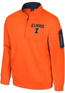 Colosseum Illinois Fighting Illini Mens Orange Hits The Road Fleece Long Sleeve Qtr Zip Pullover