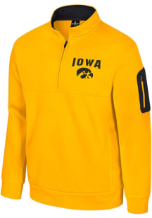 Colosseum Iowa Hawkeyes Mens Gold Hits The Road Fleece Long Sleeve Qtr Zip Pullover
