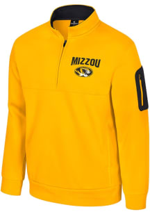 Colosseum Missouri Tigers Mens Gold Hits The Road Fleece Long Sleeve Qtr Zip Pullover