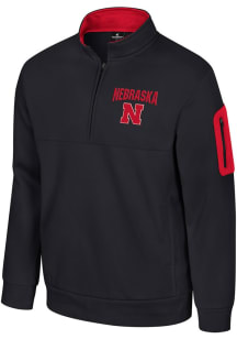Colosseum Nebraska Cornhuskers Mens Black Hits The Road Fleece Long Sleeve Qtr Zip Pullover