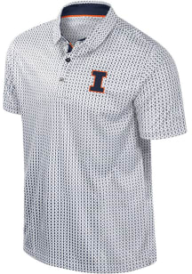 Colosseum Illinois Fighting Illini Mens White Reynolds Short Sleeve Polo
