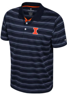Colosseum Illinois Fighting Illini Mens Navy Blue Milk Steak Short Sleeve Polo