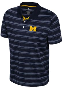 Colosseum Michigan Wolverines Mens Blue Milk Steak Short Sleeve Polo