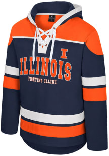 Colosseum Illinois Fighting Illini Mens Navy Blue Rivalry Hockey Long Sleeve Hoodie