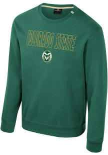 Colosseum Colorado State Rams Mens Green Zion Long Sleeve Crew Sweatshirt